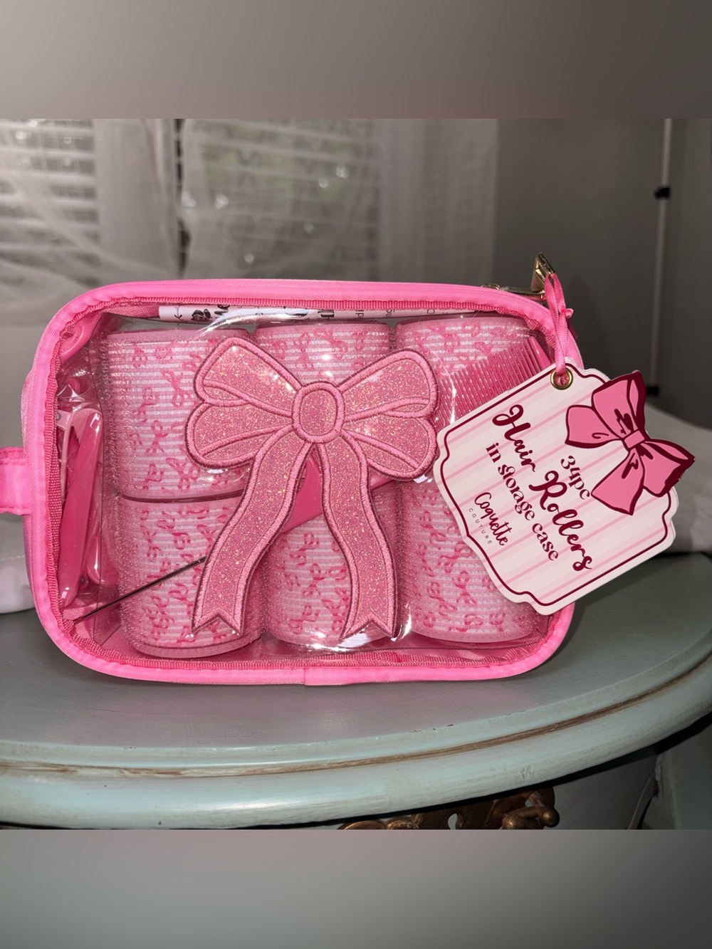 Coquette Couture 34pc Pink Hair Roller Set in Storage Case NWT
